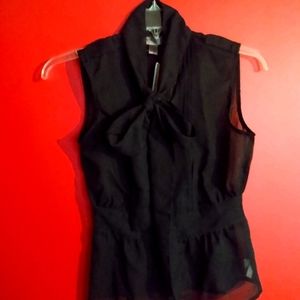 SJP "bitten" black sheer sleeveless blouse